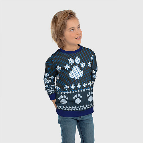 Детский свитшот Вязанные тигровые лапки / 3D-Синий – фото 3