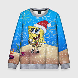 Детский свитшот НОВОГОДНИЙ ГУБКА БОБ КВАДРАТНЫЕ ШТАНЫ