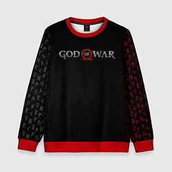 Свитшот детский GOD OF WAR LOGO, РУНЫ, цвет: 3D-красный
