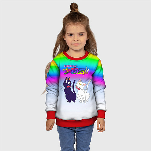 Детский свитшот Луна и Артемис под радугой / 3D-Красный – фото 4