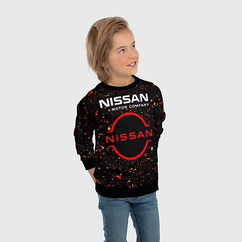 Детский свитшот NISSAN - Брызги / 3D-Черный – фото 3
