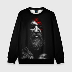 Свитшот детский ЛИЦО КРАТОСА, БОГ ВОЙНЫ GOD OF WAR, цвет: 3D-черный