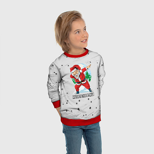 Детский свитшот Merry Christmas Santa Dabbing / 3D-Красный – фото 3