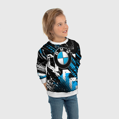 Детский свитшот Следы от шин BMW / 3D-Белый – фото 3