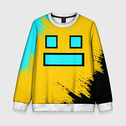 Свитшот детский GEOMETRY DASH SMILE БРЫЗГИ КРАСОК, цвет: 3D-белый