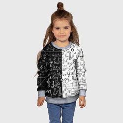 Свитшот детский ЧЁРНО БЕЛЫЕ ФОРМУЛЫ ФИЗИКА МАТЕМАТИКА, цвет: 3D-меланж — фото 2