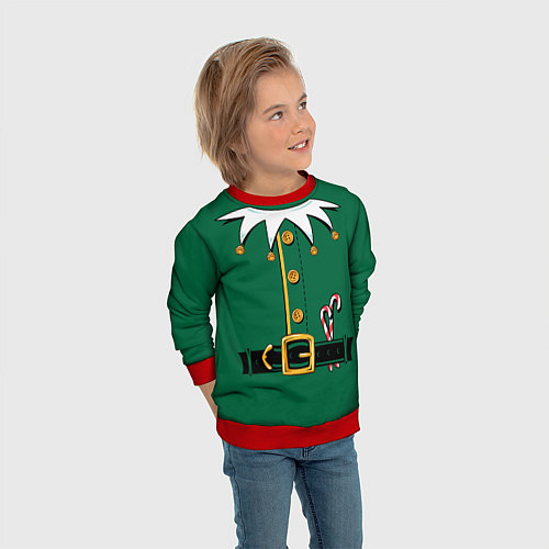 Детский свитшот Christmas Elf Outfit / 3D-Красный – фото 3