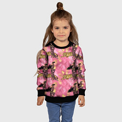 Свитшот детский Девушка с тиграми паттерн, цвет: 3D-черный — фото 2
