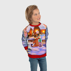 Свитшот детский Тигрица на отдыхе с коктейлем, цвет: 3D-красный — фото 2