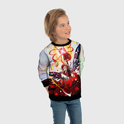 Свитшот детский Кли с крыльями при взрыве Genshin Impact, цвет: 3D-черный — фото 2