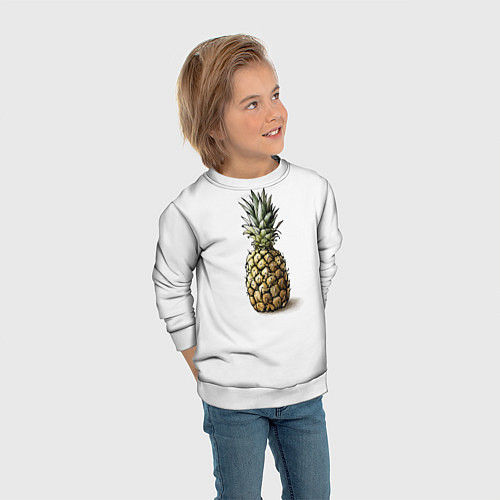 Детский свитшот Pineapple watercolor / 3D-Белый – фото 3