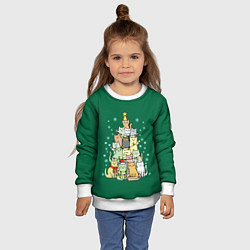 Свитшот детский Коты Построение ёлкой, цвет: 3D-белый — фото 2