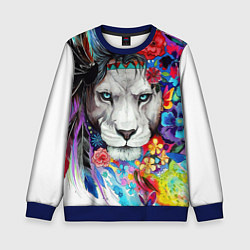 Свитшот детский Лев - сильный взгляд, цвет: 3D-синий