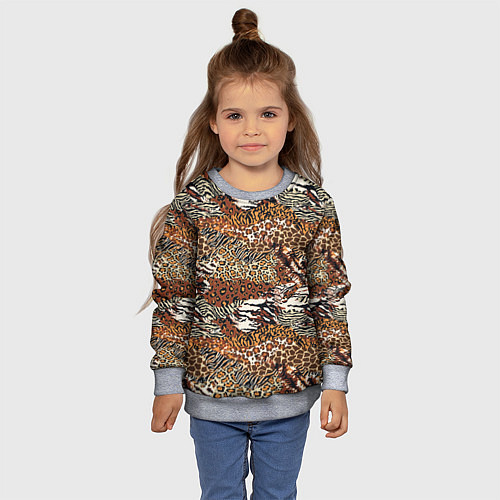 Детский свитшот Шкуры Диких Животных / 3D-Меланж – фото 4