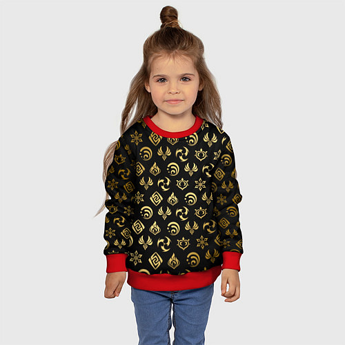 Детский свитшот GOLDEN GENSHIN IMPACT PATTERN ЗОЛОТО ГЕНШИН ИМПАКТ / 3D-Красный – фото 4