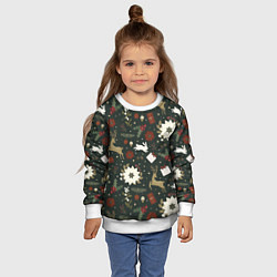 Свитшот детский Олени Новый Год, цвет: 3D-белый — фото 2