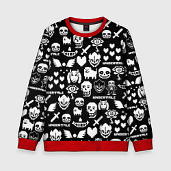 Свитшот детский UNDERTALE PATTERN БЕЛЫЙ, цвет: 3D-красный