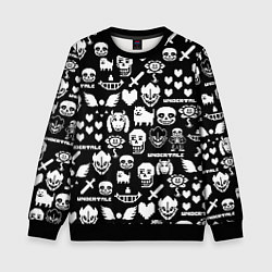 Свитшот детский UNDERTALE PATTERN БЕЛЫЙ, цвет: 3D-черный