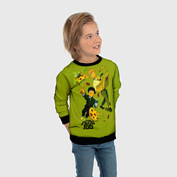 Свитшот детский Шигео, Ямочки и Рэйгэн налет на пиццу - Mob Psycho, цвет: 3D-черный — фото 2