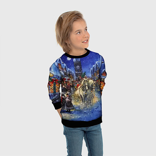 Детский свитшот НОВОГОДНЯЯ АТМОСФЕРА НОВЫЙ ГОД 2022 / 3D-Черный – фото 3