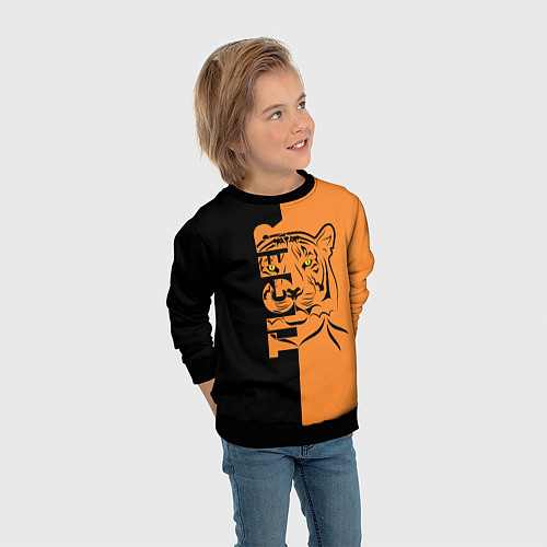 Детский свитшот Тигр - Tiger / 3D-Черный – фото 3