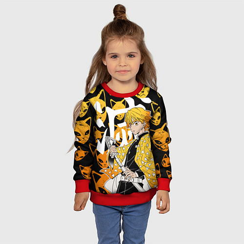 Детский свитшот ЗЕНИЦУ ZENITSU СТИЛЬ ГРОМА / 3D-Красный – фото 4