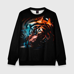 Свитшот детский Красивый Тигр лежит, цвет: 3D-черный
