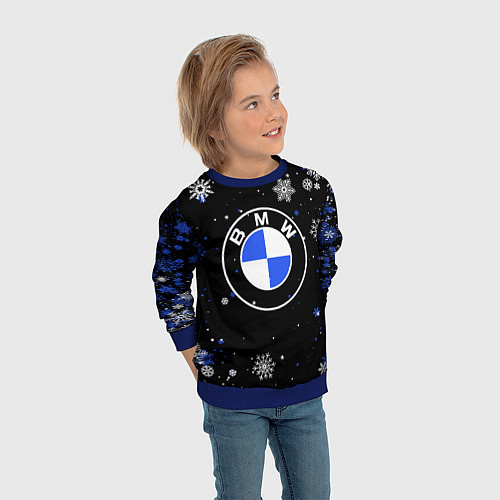 Детский свитшот НОВОГОДНИЙ БМВ НОВЫЙ ГОД BMW / 3D-Синий – фото 3