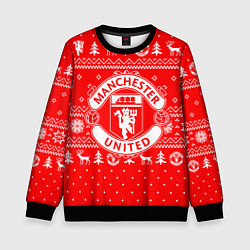 Свитшот детский FC Manchester United: Новогодний узор, цвет: 3D-черный