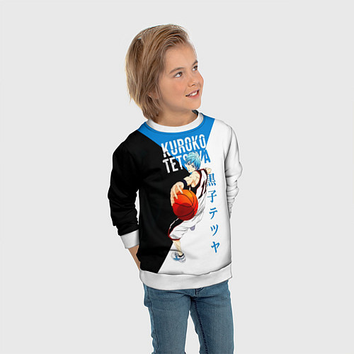 Детский свитшот Тецуя Куроко - Баскетбол Куроко / 3D-Белый – фото 3