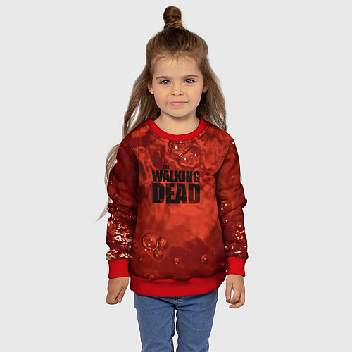 Детский свитшот Walking dead - кровь / 3D-Красный – фото 4