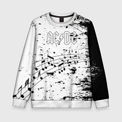 Свитшот детский ACDC - Музыкальные ноты, цвет: 3D-белый