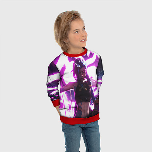 Детский свитшот Arcane League Of Legends JINX NEON / 3D-Красный – фото 3
