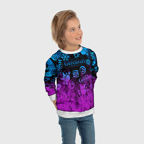Детский свитшот Genshin Impact - Огонь / 3D-Белый – фото 3