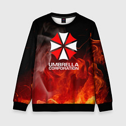 Свитшот детский Umbrella Corporation пламя, цвет: 3D-черный