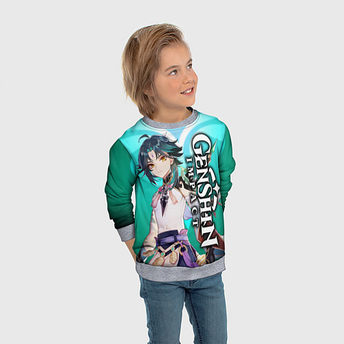 Детский свитшот СЯО АДЕПТ XIAO ГЕНШИН / 3D-Меланж – фото 3