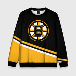Свитшот детский Бостон Брюинз, Boston Bruins Диагональные полосы, цвет: 3D-черный