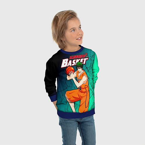Детский свитшот Kuroko no Basuke, Midorima Shintaro Шинтаро Мидори / 3D-Синий – фото 3