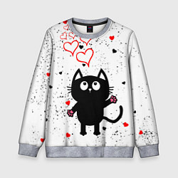Свитшот детский Влюблённый котик Cat Love, цвет: 3D-меланж