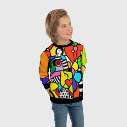 Свитшот детский Romero Britto - valentines day, цвет: 3D-черный — фото 2