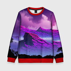 Свитшот детский Горы Закат Аниме, цвет: 3D-красный