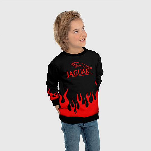 Детский свитшот Jaguar, Ягуар огонь / 3D-Черный – фото 3
