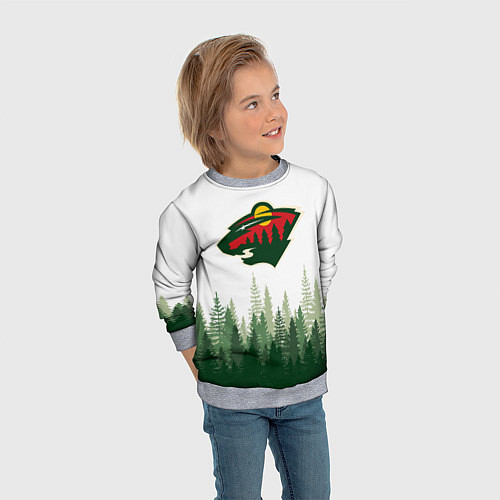 Детский свитшот Minnesota Wild, Миннесота Уайлд Лес / 3D-Меланж – фото 3