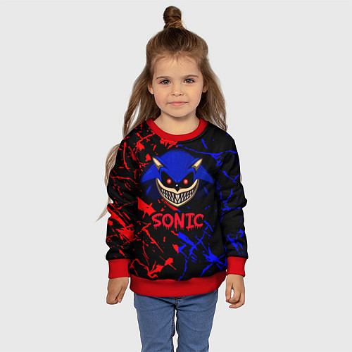 Детский свитшот SONIC EXE DARK SONIC / 3D-Красный – фото 4