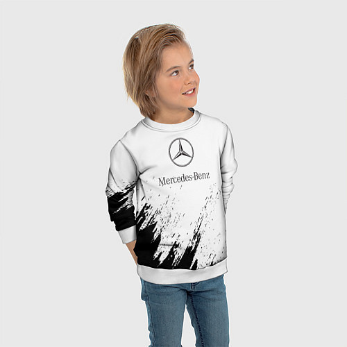 Детский свитшот Mercedes-Benz - White texture / 3D-Белый – фото 3