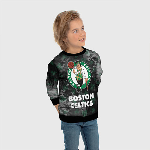 Детский свитшот Бостон Селтикс, Boston Celtics, НБА / 3D-Черный – фото 3