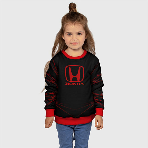 Детский свитшот Honda - Тонкие линии / 3D-Красный – фото 4