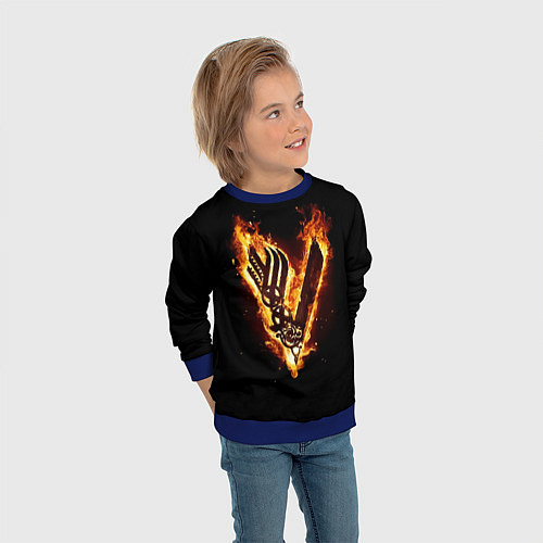 Детский свитшот Викинги: Вальхалла, логотип / 3D-Синий – фото 3