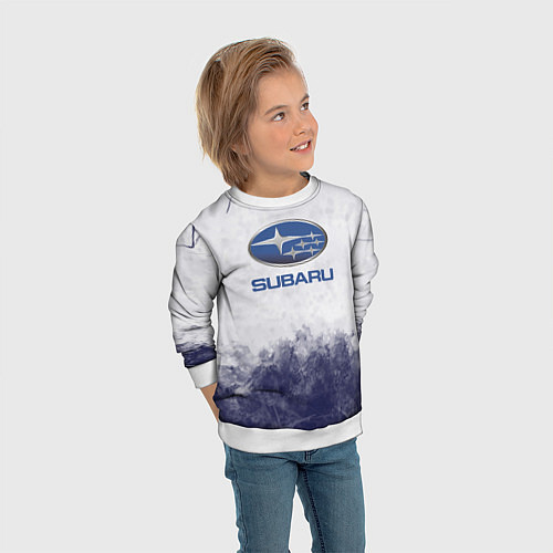 Детский свитшот Subaru Трещина / 3D-Белый – фото 3