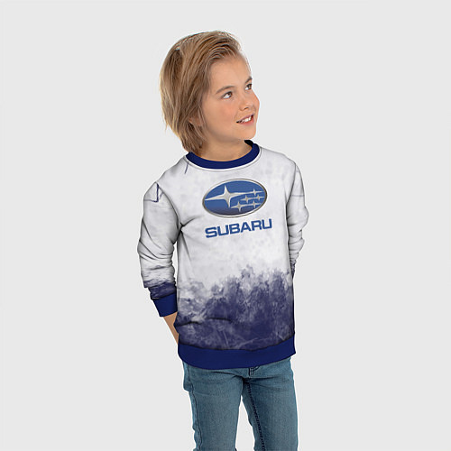 Детский свитшот Subaru Трещина / 3D-Синий – фото 3